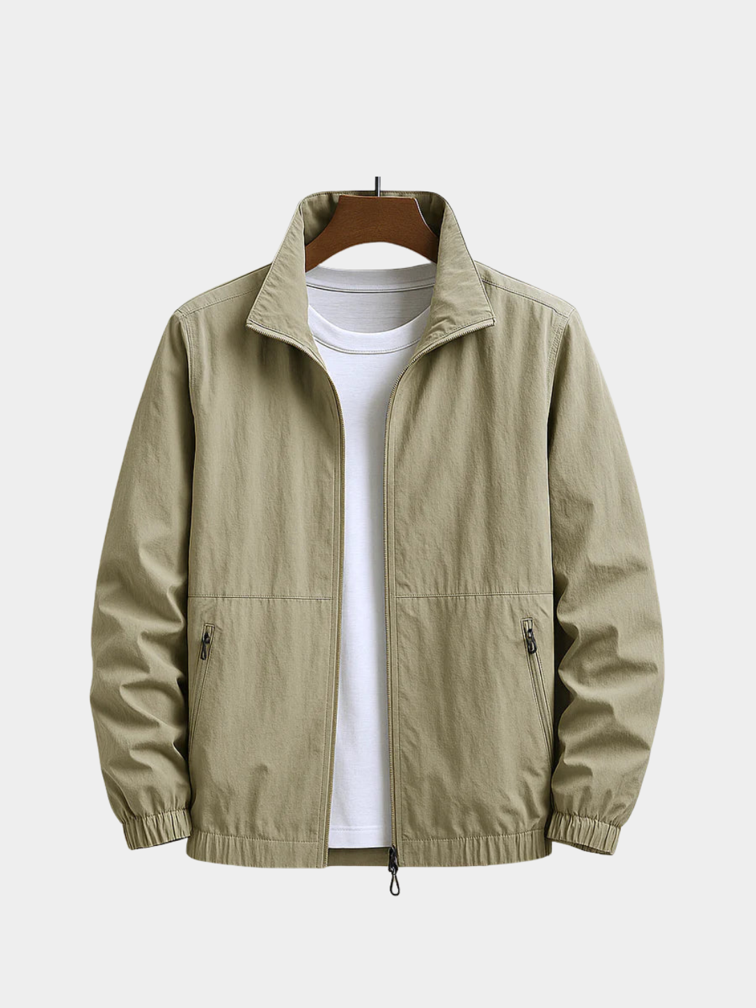 Men’s Zip Front Jacket with Stand Collar