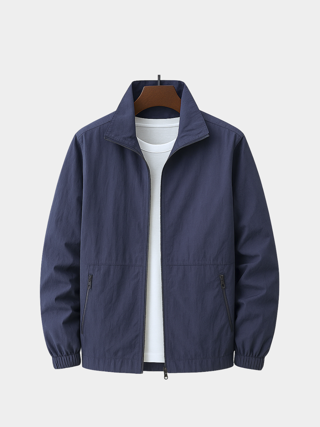 Men’s Zip Front Jacket with Stand Collar