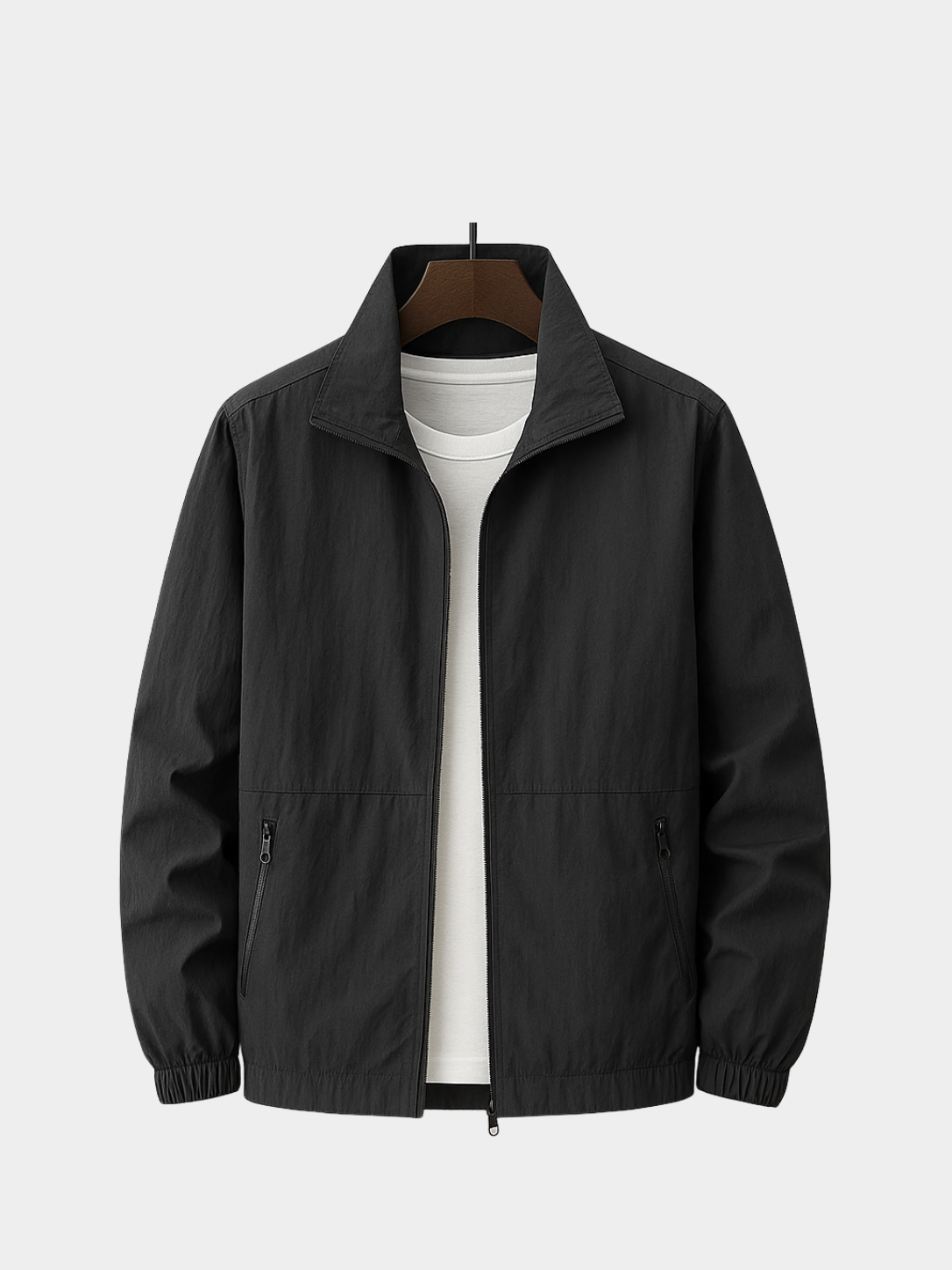 Men’s Zip Front Jacket with Stand Collar