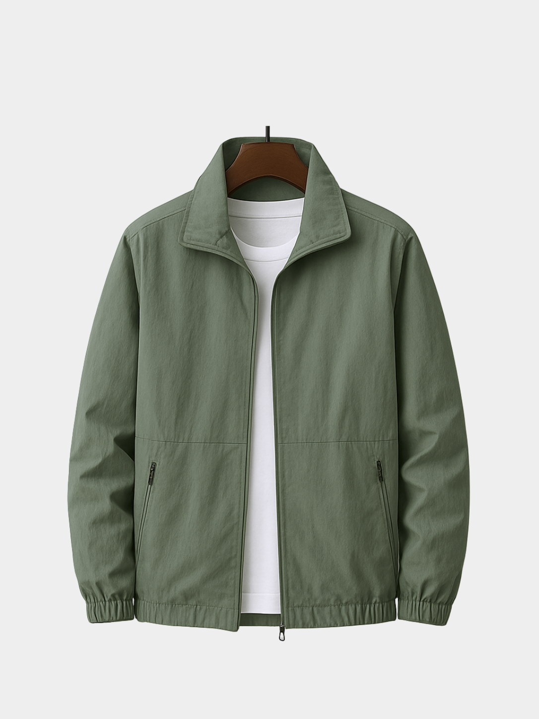 Men’s Zip Front Jacket with Stand Collar