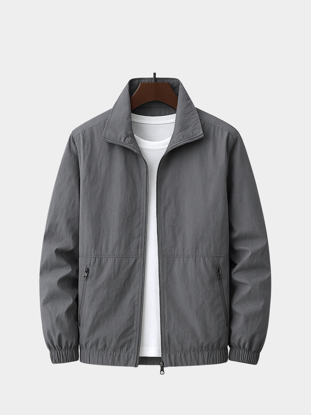 Men’s Zip Front Jacket with Stand Collar